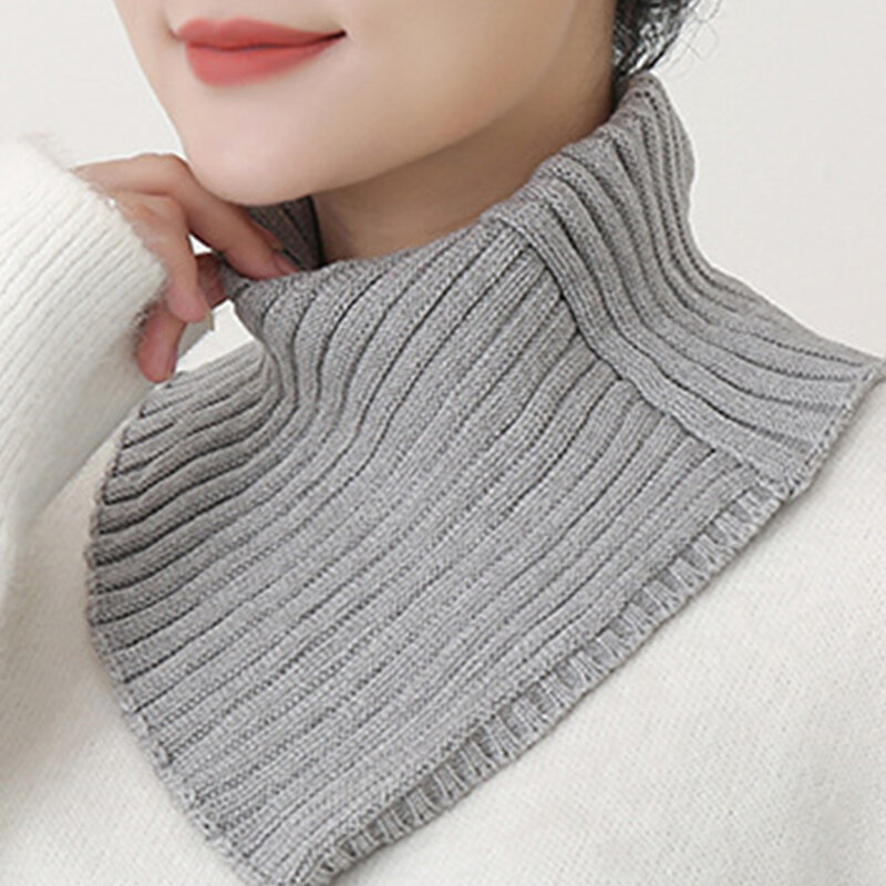 1PC Autumn Winter Knitted Fake Collar Detachable Scarf Female Women Fashion Simple Thicken Windproof Cycling Driving Pullove