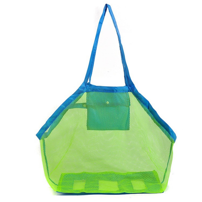 Paket Handuk Baju Mainan Pantai Tas Jaring Portabel untuk Anak-anak, Kit Alat Penggali Pasir Cangkang Tas Tali Besar, Paket Penyimpanan Mainan Bayi