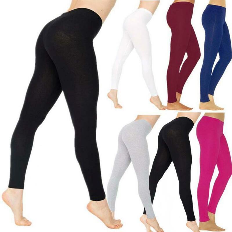 Mallas deportivas de Color sólido para mujer, Leggings elásticos de cintura alta, ajustados, pantalones de tubo