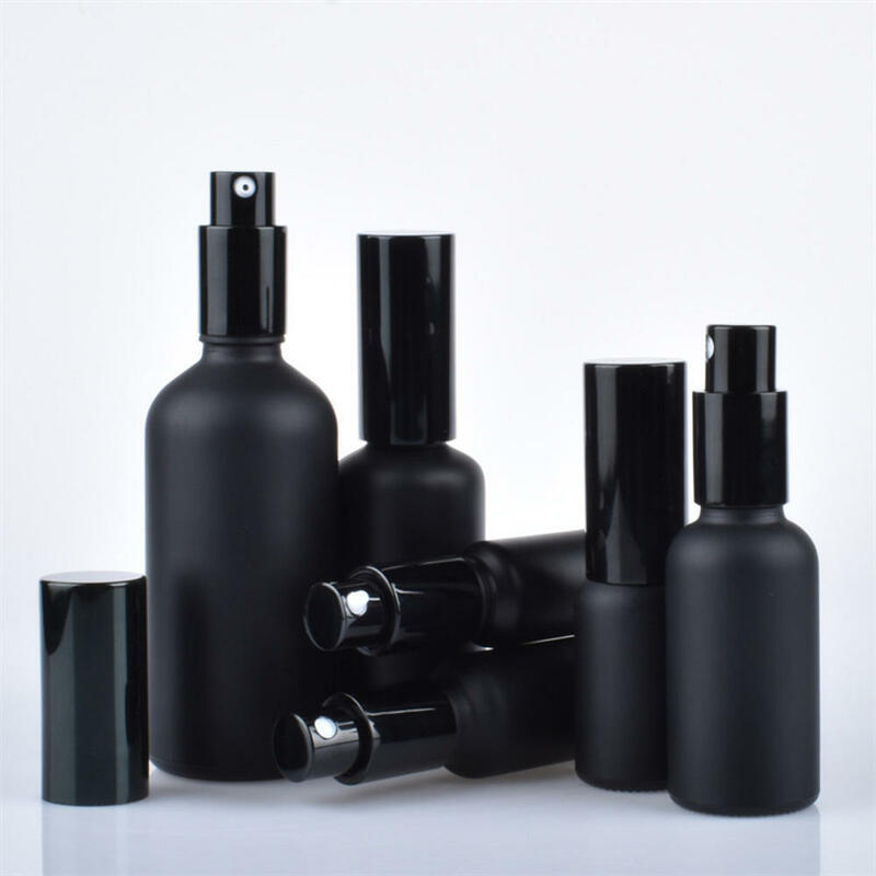 Botella de Spray de vidrio negro, atomizador de niebla fina de Perfume vacío, botellas rellenables, frascos de aceite esencial, botellas de bomba cosmética, 5ml-100ml