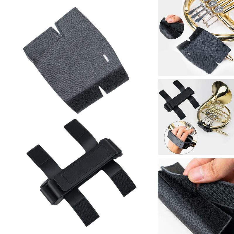 Ajustável antiderrapante PU couro French Horn Hand Guard, Brass Instrument Acessório para Stage Practice Exercício