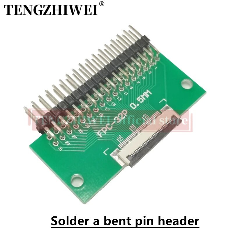 2PCS FFC/FPC adapter board 0.5MM-32P to 2.54MM welded 0.5MM-32P flip-top connector Welded straight and bent pin headers