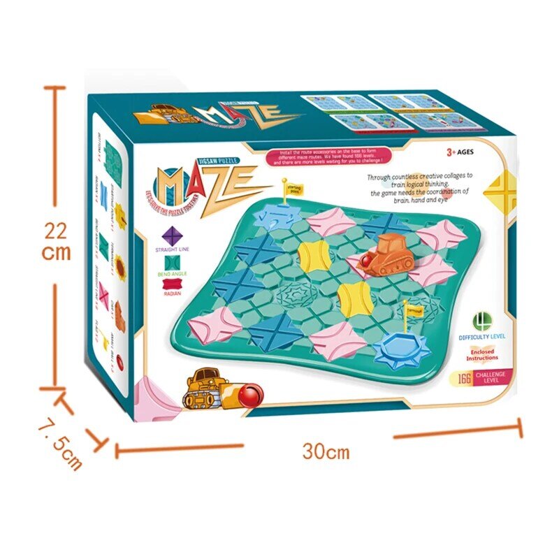 Intellectual Challenges Logical Training Toy 166 Level Route Maze Game Puzzle With Rail Car