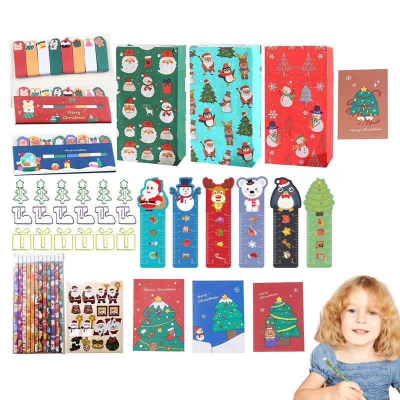 Lápis Natal Erasers Set, papelaria Student, Gift Box Set, atmosfera festiva, coleção de papelaria para jardim de infância