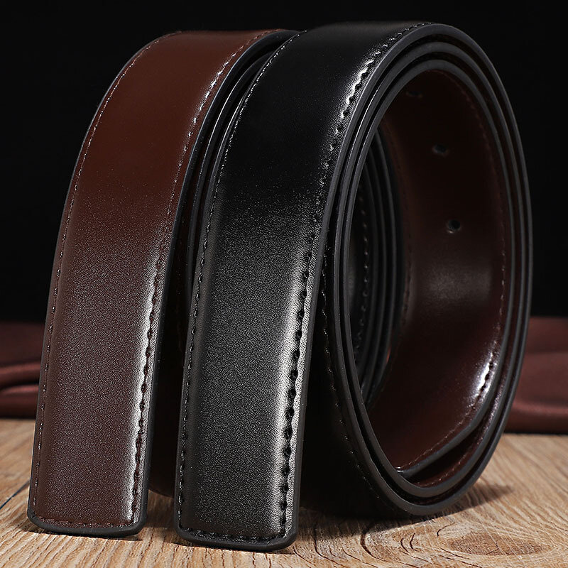 No Buckle 2.8cm 3.0cm 3.3cm 3.5cm 3.8cm Wide Belt Double-sided Cow Reversible Leather Without Automatic Buckle Brand Designer