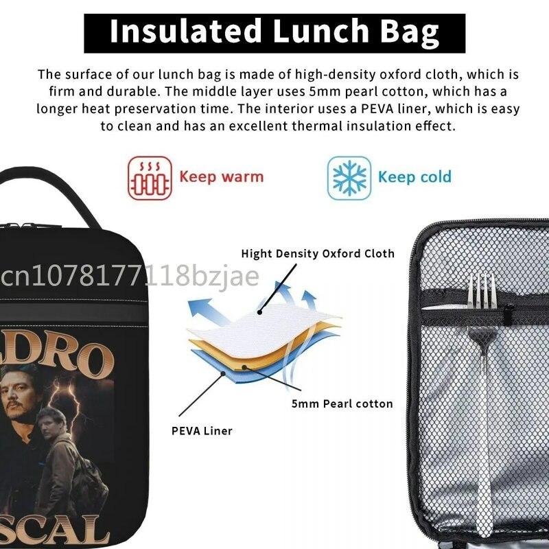 Изолированная сумка для ланча Педро Паскаль Папа из США, вместительный контейнер для ланча, сумка-холодильник, тоут, Ланч-бокс для работы, путешествий, для мужчин и женщин