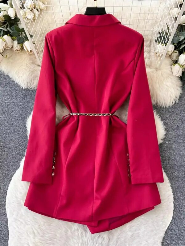 Hepburn Style Blazer Dress For Women 2024 Spring Autumn Irregular Suit Collar Design Office Lady Temperament short Dress K663