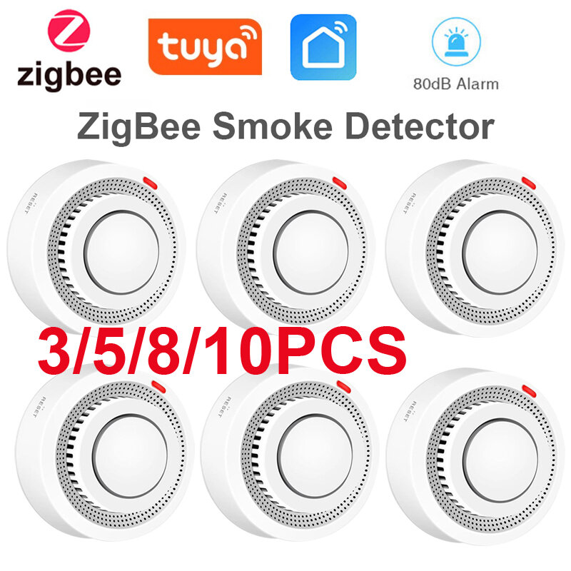 Tuya Zigbee-Détecteur de fumée avec alarme sonore, sécurité domestique et de cuisine, prévention de la fumée, capteur de sécurité, fonctionne avec Zigbee airies, Smart Life Andrea