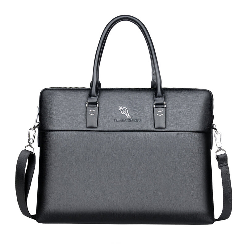 Kangaroo Men'S Briefcases Leather Handbag Messenger Laptop Work Document A4 Business Tote Shoulder Square Side Crossbody Bag