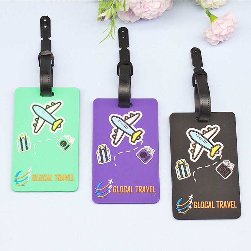 Soft Glue Cartoon Student PVC Name Labels Luggage Tag Suitcase ID Address Holder Boarding Pass Labels Pendant Travel Accessory