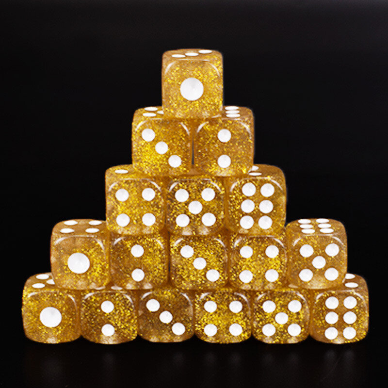 10 Stuks Hoge Kwaliteit 16Mm Afgeronde Kristallen Gouden Dobbelstenen Zeszijdige Spot D6 Spelen Spelletjes Dobbelstenen Set Voor Bar Pub Club Feest Bordspel