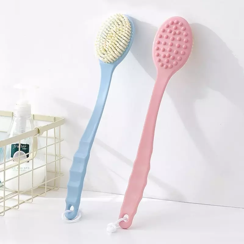 Soft Body Scrubber Shower Exfoliating Scrubs Long Handle Bath Brush Exfoliator Skin Massager Cleaning Brush Bathroom Accessories