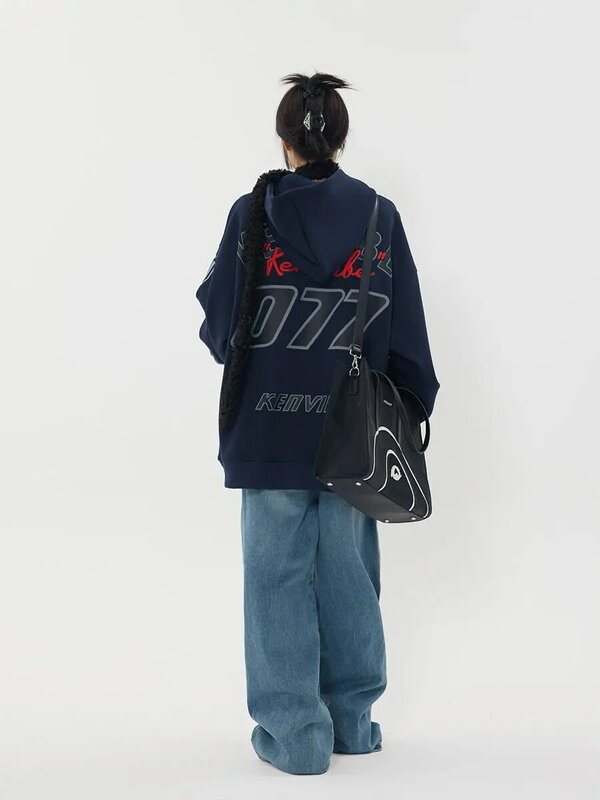 Sudadera con capucha para mujer, suéter Retro con estampado de grafiti y letras de calle, Jersey de estilo Hip-hop americano para parejas, ropa Y2k, 2023