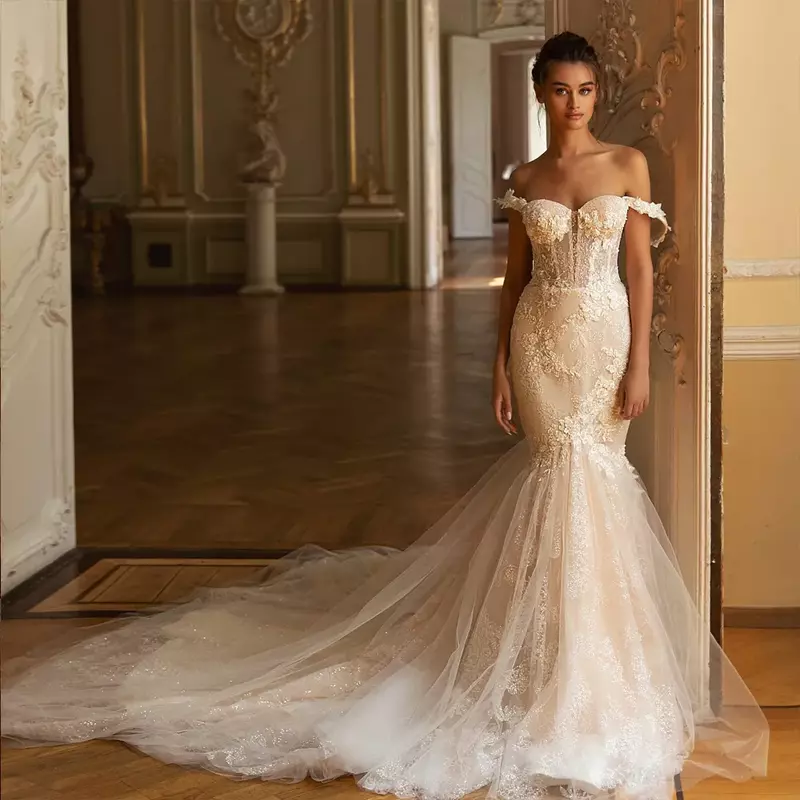 Женское свадебное платье с юбкой-годе, элегантное Привлекательное платье с короткими рукавами и 3D цветочной аппликацией