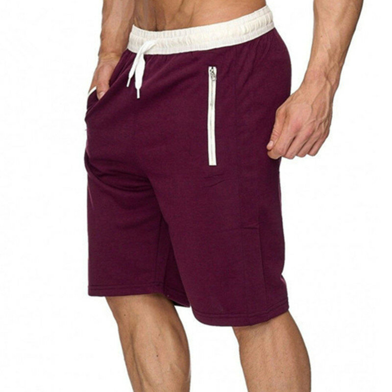 Pantalon de sport décontracté de couleur unie pour hommes, poche zippée, objectifs de course, 5 pouces, été