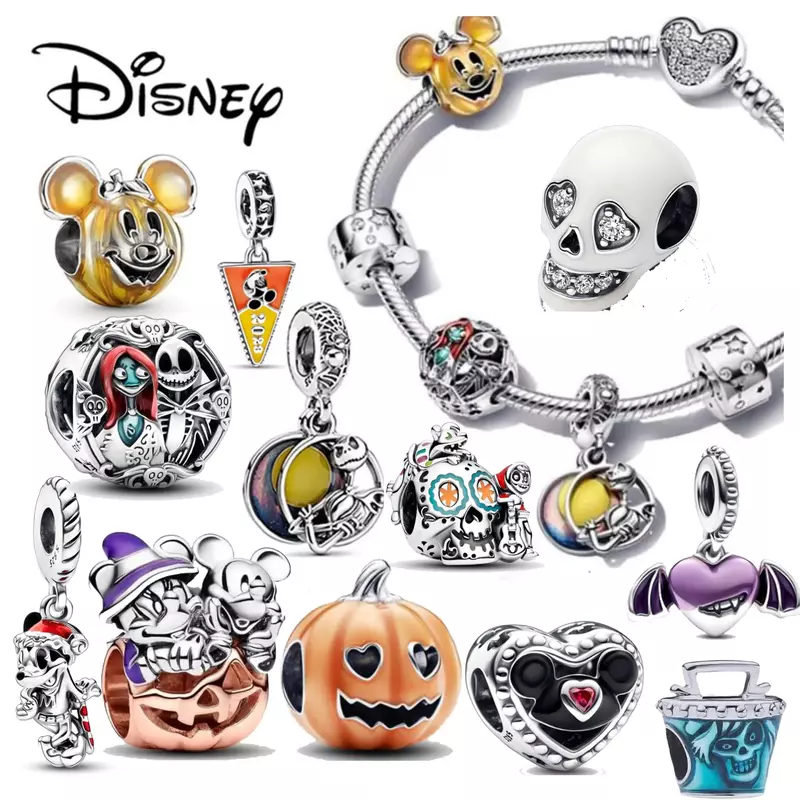 925 Silver Disney 100th Princess Pumpkin Cart Mickey Minnie Dumbo Charm Stitch Beads Fit Original Pandora Bracelets DIY Jewelry