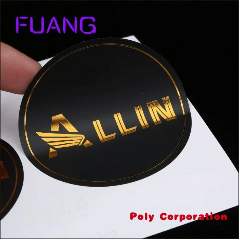 Custom  Round Shape Custom Stickers Paper Labels Logo Printed Vinyl Gold Hot Stamping Stickers