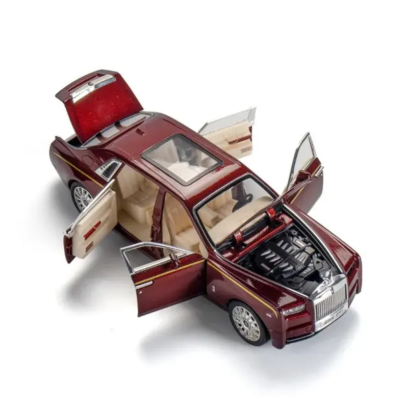 1:24 합금 다이캐스트 롤스로이스 팬텀 모델 장난감 자동차 시뮬레이션 사운드 라이트 풀백 컬렉션 장난감 차량, 어린이 선물
