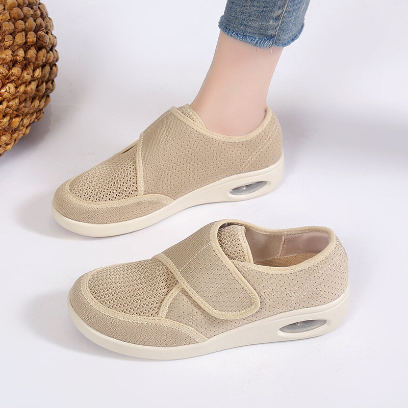 new design hook and loop and  more wide  very soft comfortable health shoes for walking and diabetics for  lady