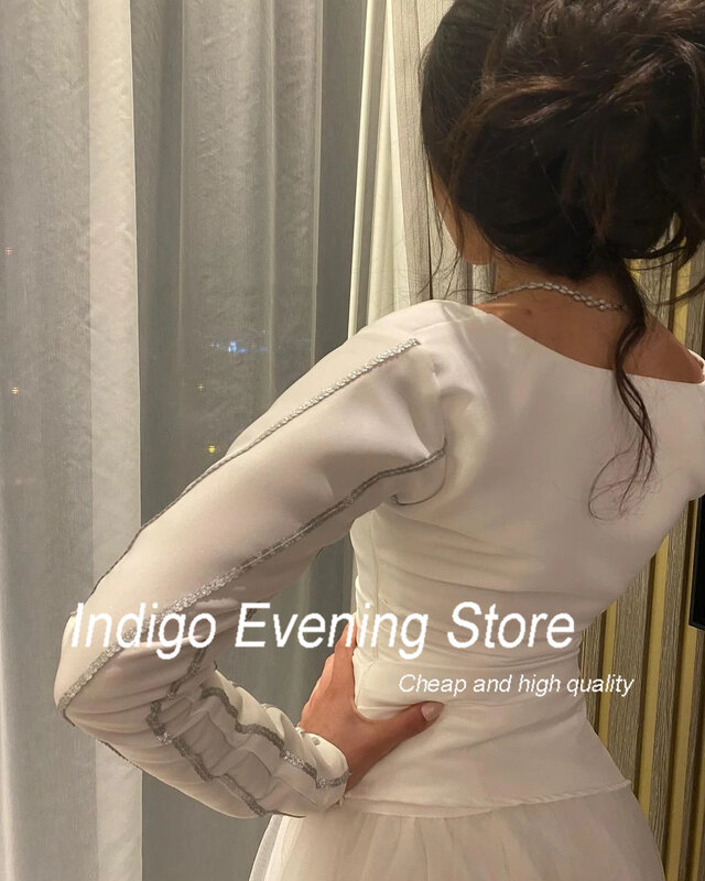 Indigo-vestido de noche de tul con cuello cuadrado para mujer, de corte A traje Formal, elegante, para fiesta, 2024