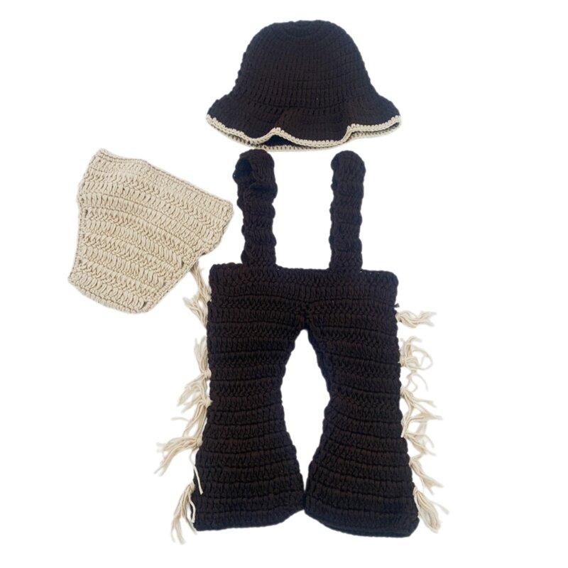 Szydełkowa dzianina kapelusz spodnie pieluszka strój dla niemowląt sesja zdjęciowa ubrania artykuły dla dzieci