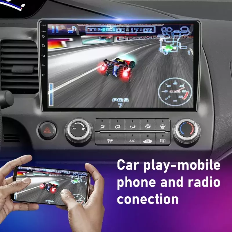 Srnubi-Autoradio Carplay Android 12 de 10 Pouces, Navigation GPS, 2 Din, 4G, Audio, DVD, Lecteur de Limitation, pour Honda Civic 8 (2005-2012)