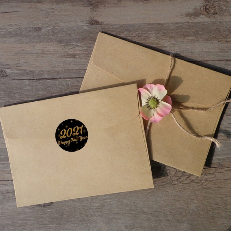 120 листов, золотые наклейки с Новым годом 2021, круглые клейкие этикетки для печати конвертов «сделай сам», праздничные