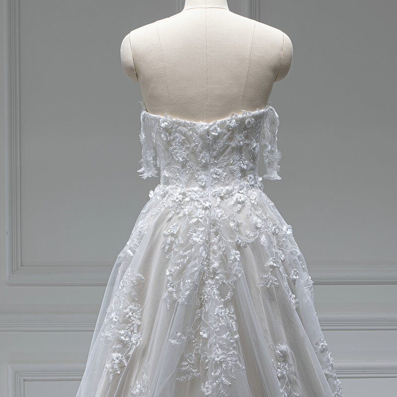 Романтический популярный дизайн женское длинное платье для свадьбы А-силуэт без бретелек свадебное платье со шлейфом на молнии Свадебное платье QW01917