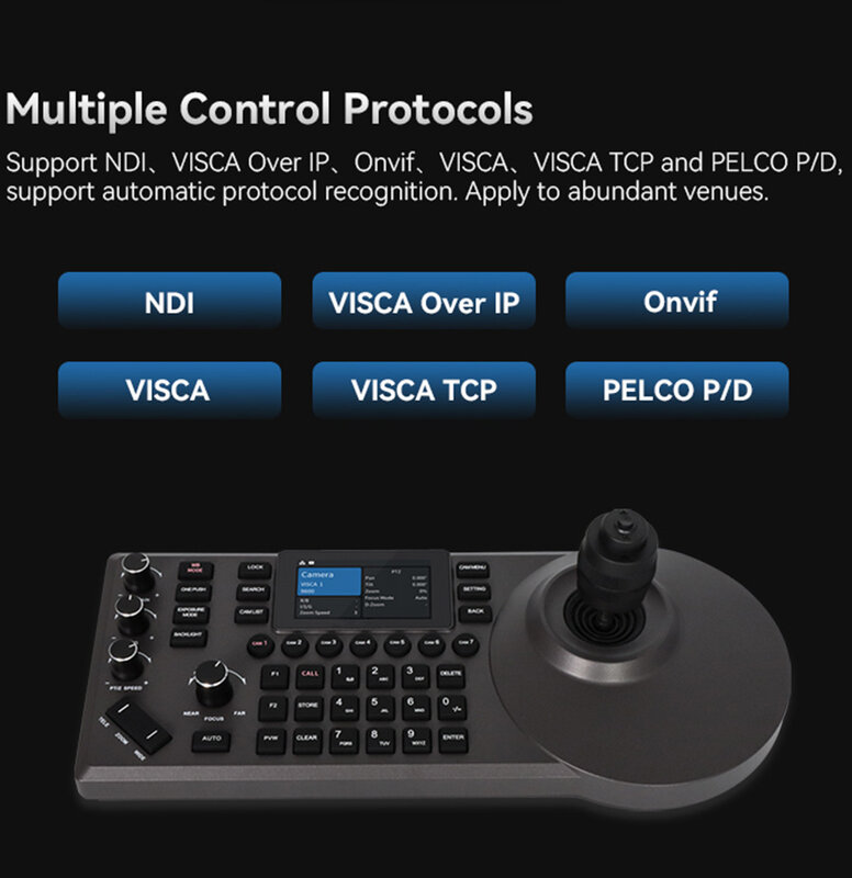 Controlador de cámara PTZ PoE NDI, teclado con Joystick 4D para iglesia, conferencia, transmisión en vivo