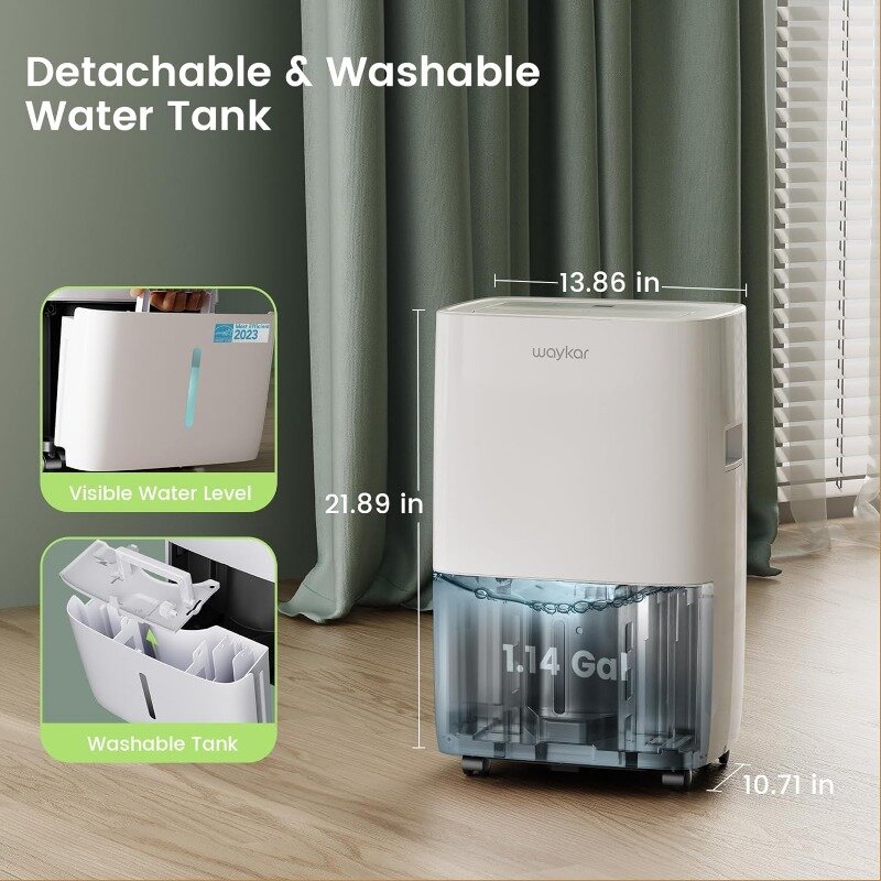 80 Pints Energy Star Dehumidifier for Spaces up to 5,000 Sq. Ft at Home, in Basements and Large Rooms with Drain Hose