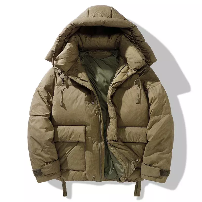 Jaket bertudung hangat kasual untuk pria, jaket musim dingin 2023 ukuran besar modis sederhana hangat