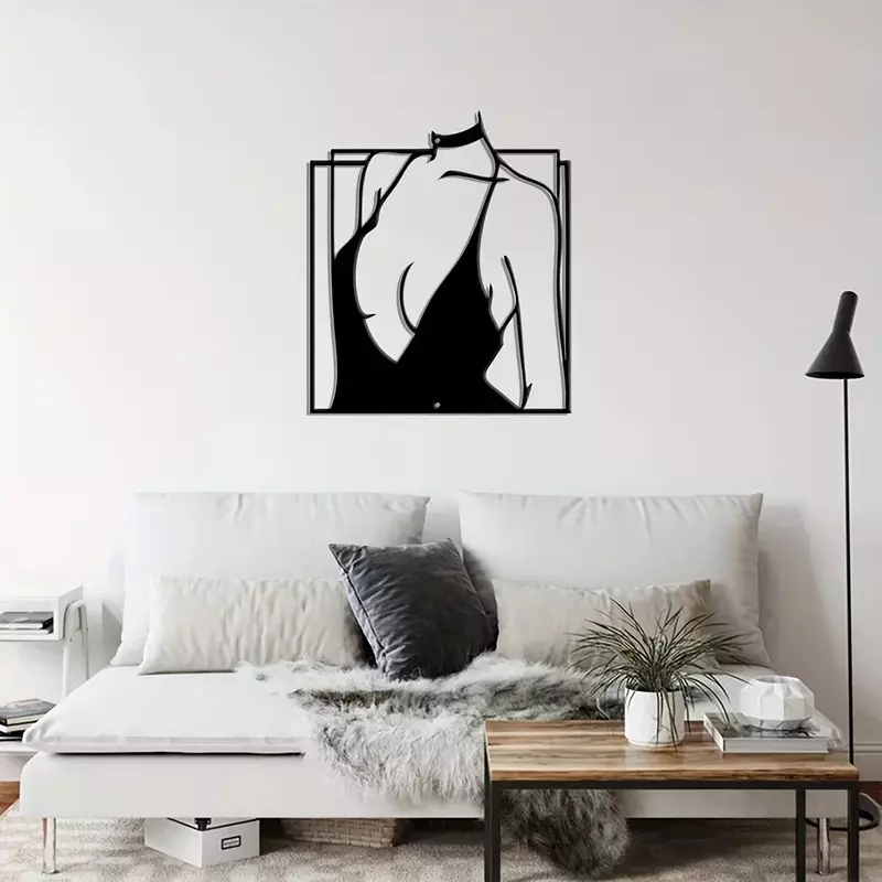 Woman Wall Sign, Metal Wall Art Ornament, Aesthetic Metal Hanging Minimalist Line Abstract Wall Decoration