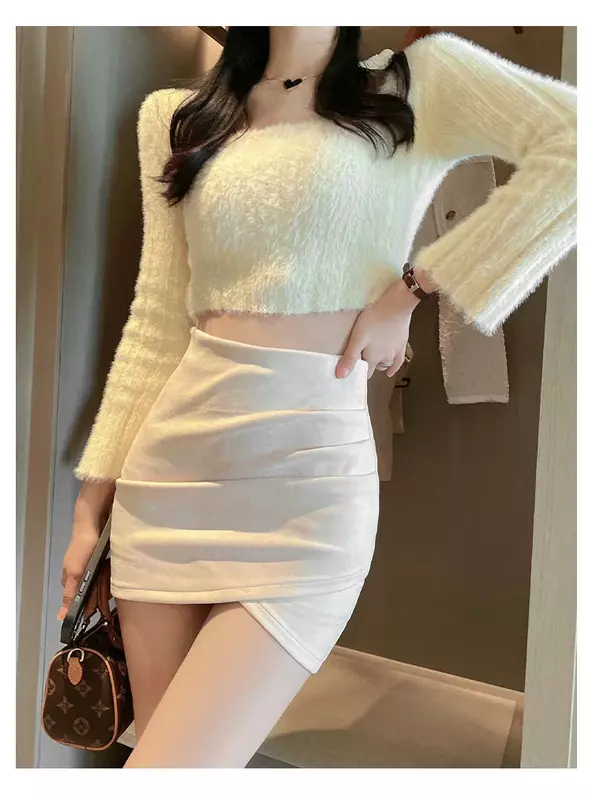 Girl Irregular Pleated Hip 2023 Autumn Winter New Half Length Anti Slip Faldas Fashion Clothes for Women Skirts