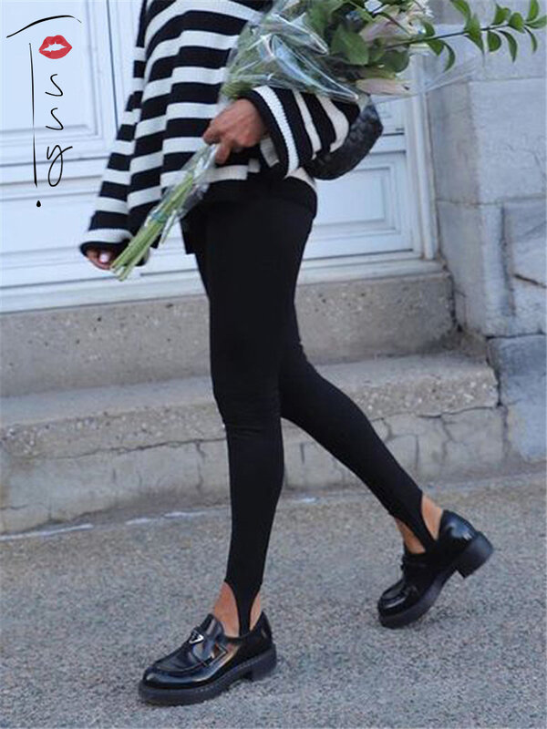 Tossy-Leggings de fitness en coton taille haute pour femme, pantalon skinny, noir, décontracté, nouveau, printemps