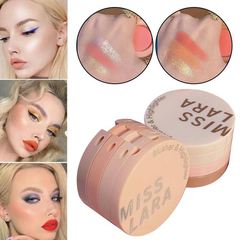 3 In 1 Matte Highlighter Blush Palette Eye Shadow Highlight Lasting Makeup Cosmetics Face Powder Waterproof Korean Blusher U5X0