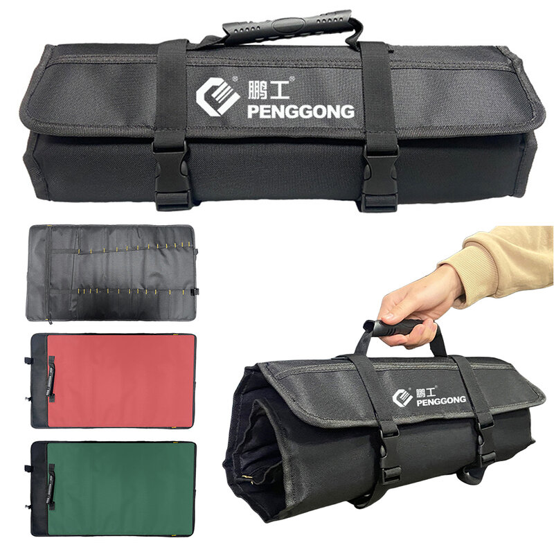 حقيبة تخزين أدوات قابلة للف ، مفتاح ربط متعدد الجيوب ، منظم ، مجموعة متعددة الأدوات للسفر في الهواء الطلق ، أداة إصلاح للعمل