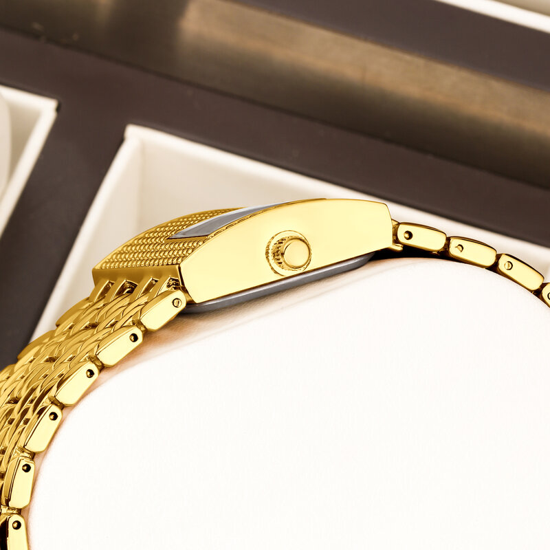 Yalalusi Dames Quartz Horloge Gebeeldhouwd Goud Kleur Elegante Prachtige Stijl Met Doos Horloge Remover 2024 Hete Nieuwe Ion Plating