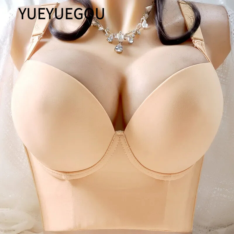 Plus Size Haut integriert Deep Cup BH Push-up-BHs für Frauen voller Rücken Abdeckung Dessous Rücken Fett Shaper BH 34-50
