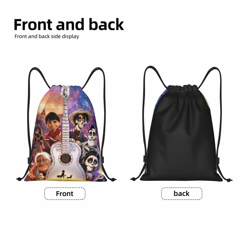 Custom Coco Anime Drawstring Bag Women Men Portable Sports Gym Sackpack Training Backpacks