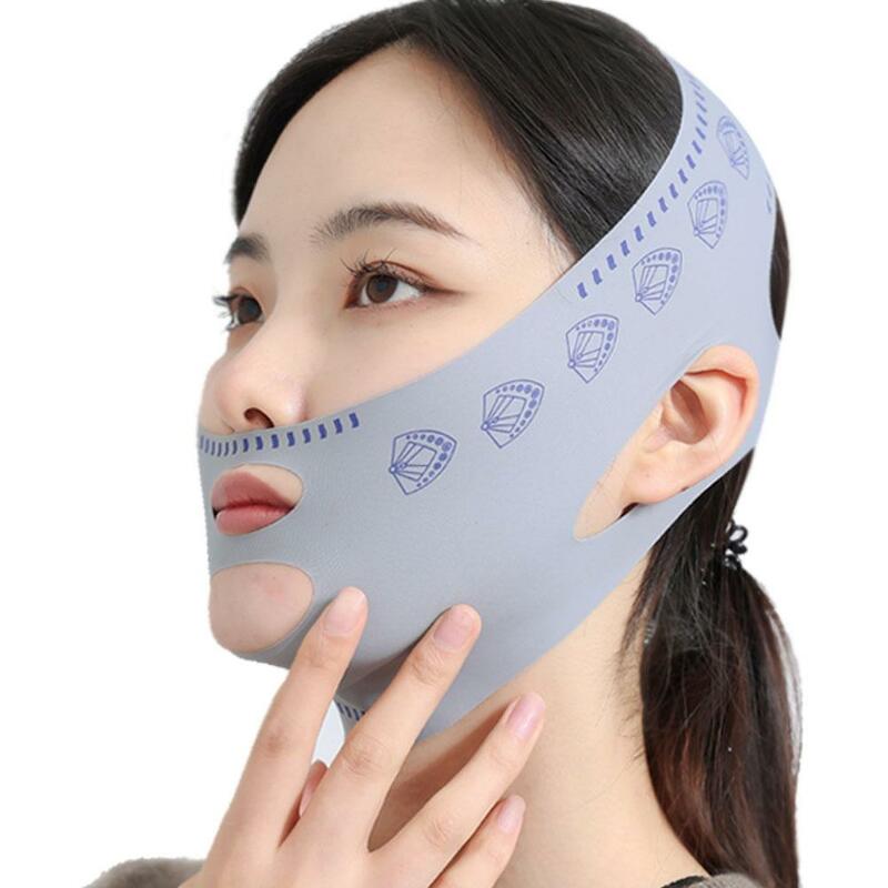 Многоразовая V-образная повязка для лица, формирователь, серый женский утягивающий бандаж для лица, подтягивающий уход за кожей, тонкий двойной пояс, уменьшающий нагрузку Ch B4S2