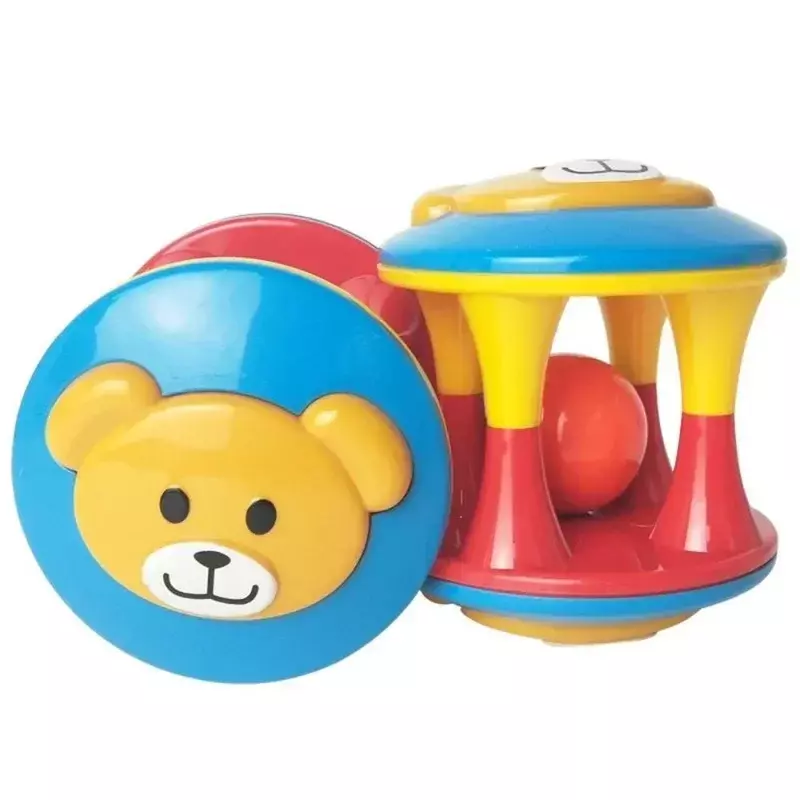 Zabawki dla dzieci z kulką dla zwierząt dwugłowe dzwonki z niedźwiedziem ruchoma grzechotka niemowlę rozwija inteligencję