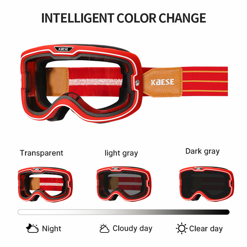 New Design Motorcylce Open Face Goggle With Photochromic Lenses Antifog Double Len For Men  Clear Day Smoked Len Night Clear Len