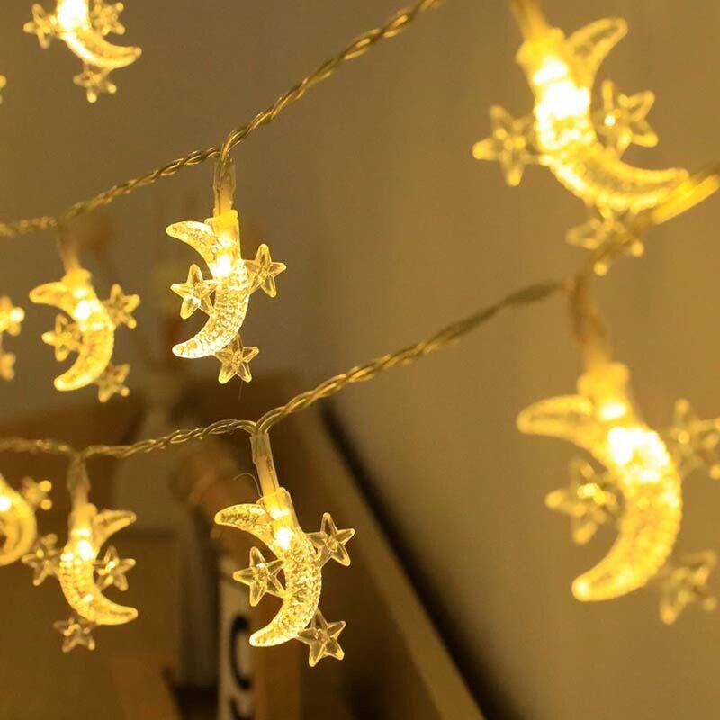 Muçulmano Ramadan Ornamento Luz, Eid Al Adha, Decorações Ramadan, Mubarak String Luz, 10LED, 1.5m