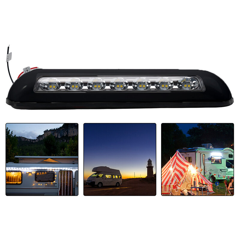 12V LED Light RV Lighting RV Lighting LED Light 268*39MM 6000K 8W ABS Black IP67 Indoor Lighting Plug And Play