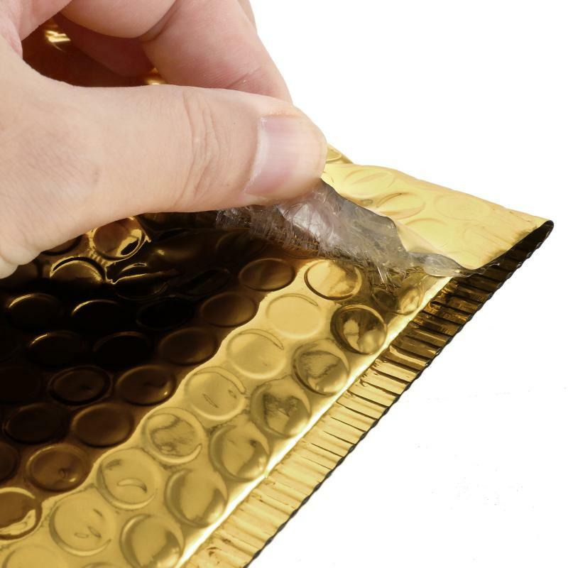 50 buah tas amplop kertas lapisan emas pengirim gelembung tas surat busa tas kemasan segel sendiri