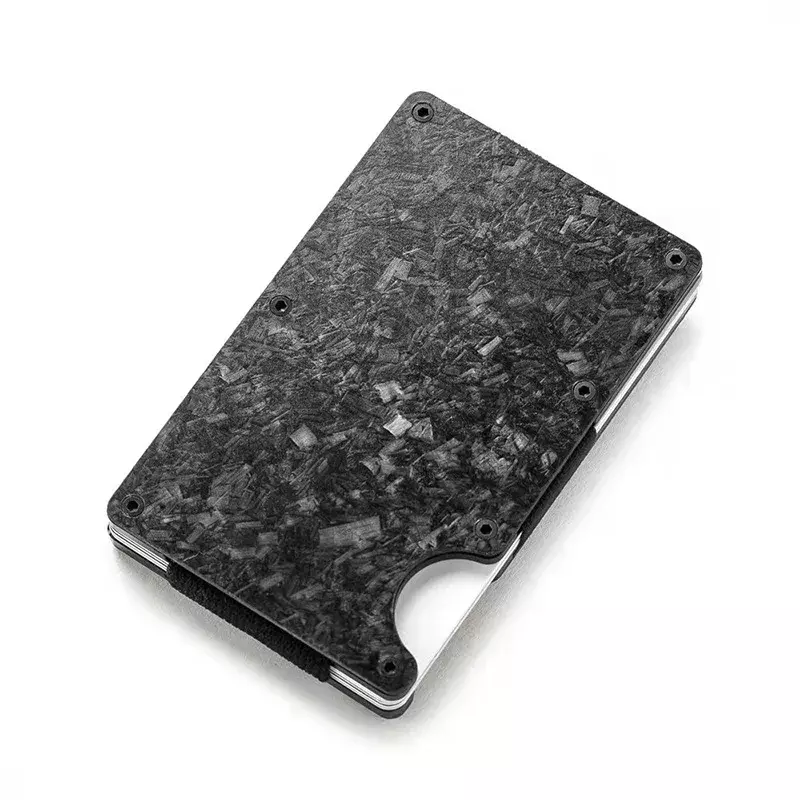 Dompet tempat kartu serat karbon tempa dompet tempat kartu klip pria logam Aluminium RFID ramping mewah Cartera Hombre minimalis