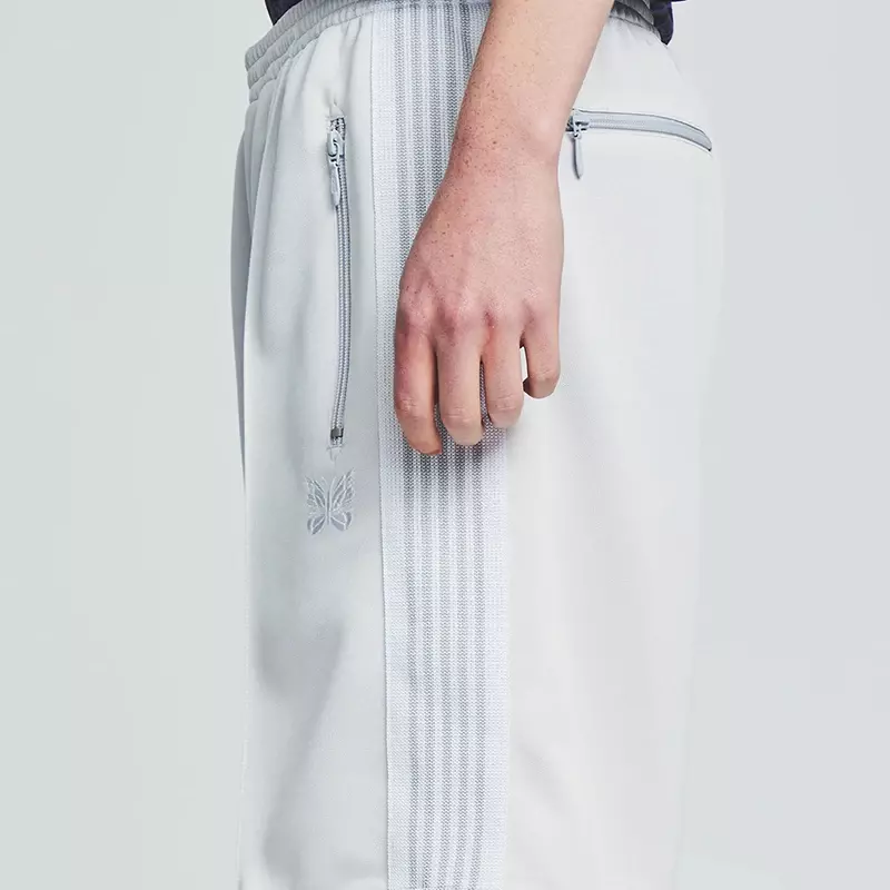 Pantalones de algodón con bordado de mariposa para hombre y mujer, pantalones cortos elásticos de gran tamaño, blancos, con cremallera, 1:1