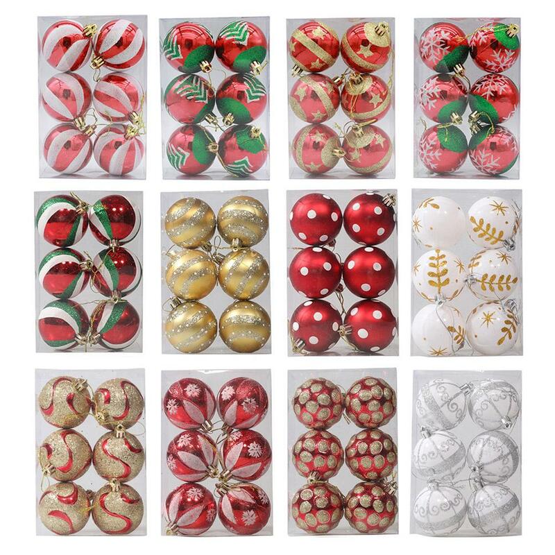 Bolas de Navidad de 6 piezas para decoración del hogar, adornos para árbol de Navidad, accesorios colgantes para Halloween y Año Nuevo