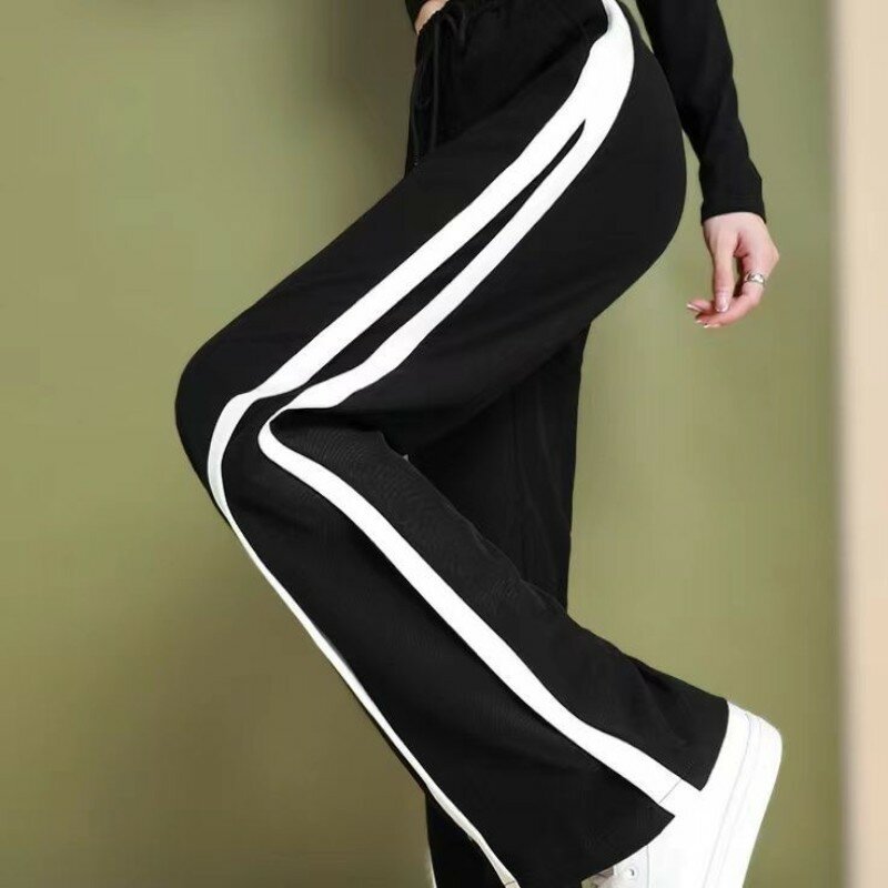 Модель 2023 года, повседневный Модный комплект из двух предметов, Женский Осенний облегающий худи на молнии с капюшоном и длинными рукавами, брюки с широкими штанинами и шнурком
