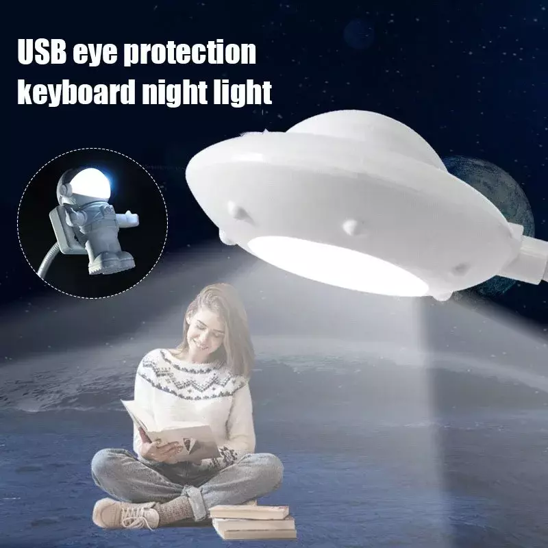 휴대용 USB 전원 야간 조명, 독서 조명, 우주 비행사 책상 램프, LED 조명, 컴퓨터 노트북 키보드 조명